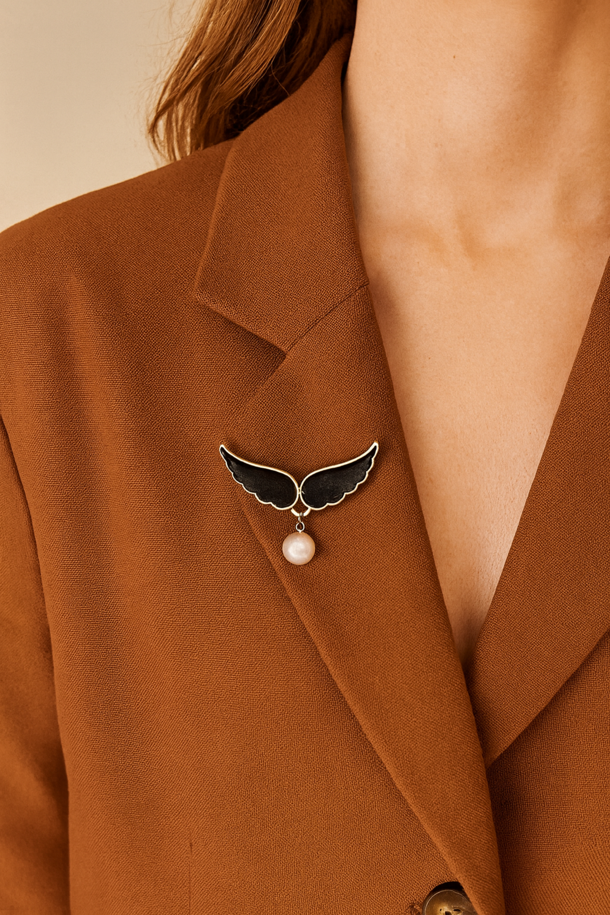 SİYAH MELEK KANAT İĞNELİ BROŞ