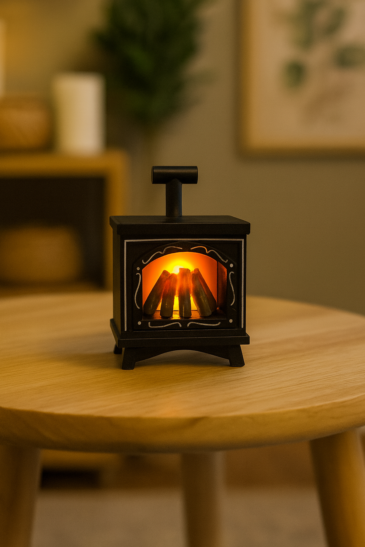 Siyah Mini Şömine Işıklı Dekor