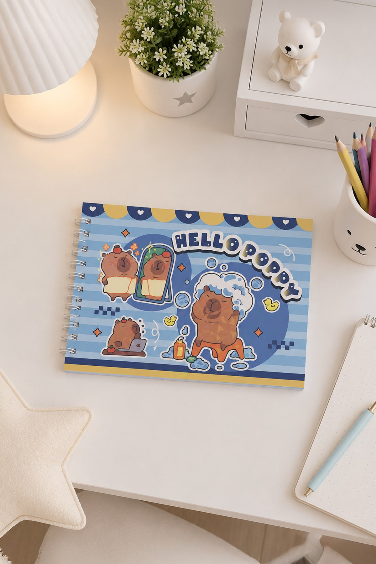 Spiralli Mavi Hologram Hello Poppy Boyama Defteri 21,5X 15 cm