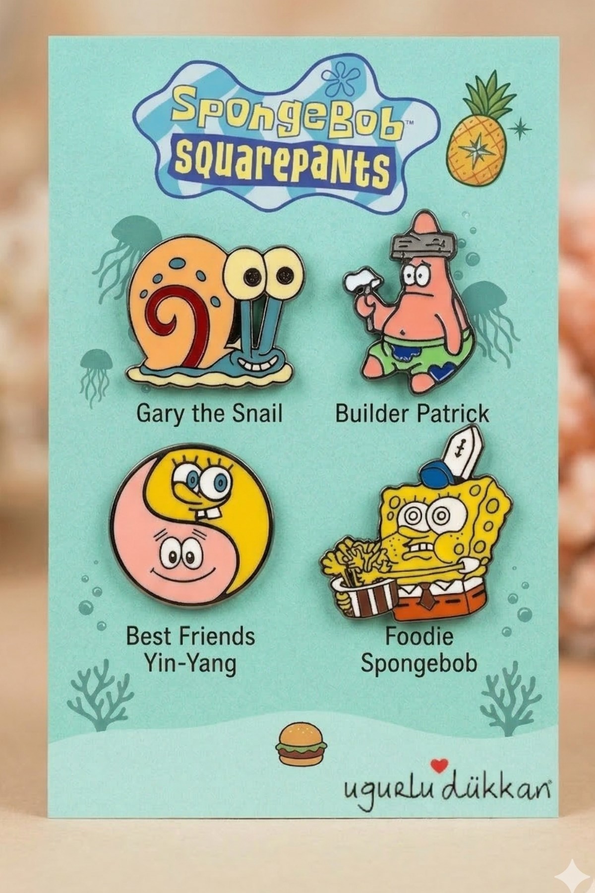 Süngerbob 4'lü Karakter Seti Rozet
