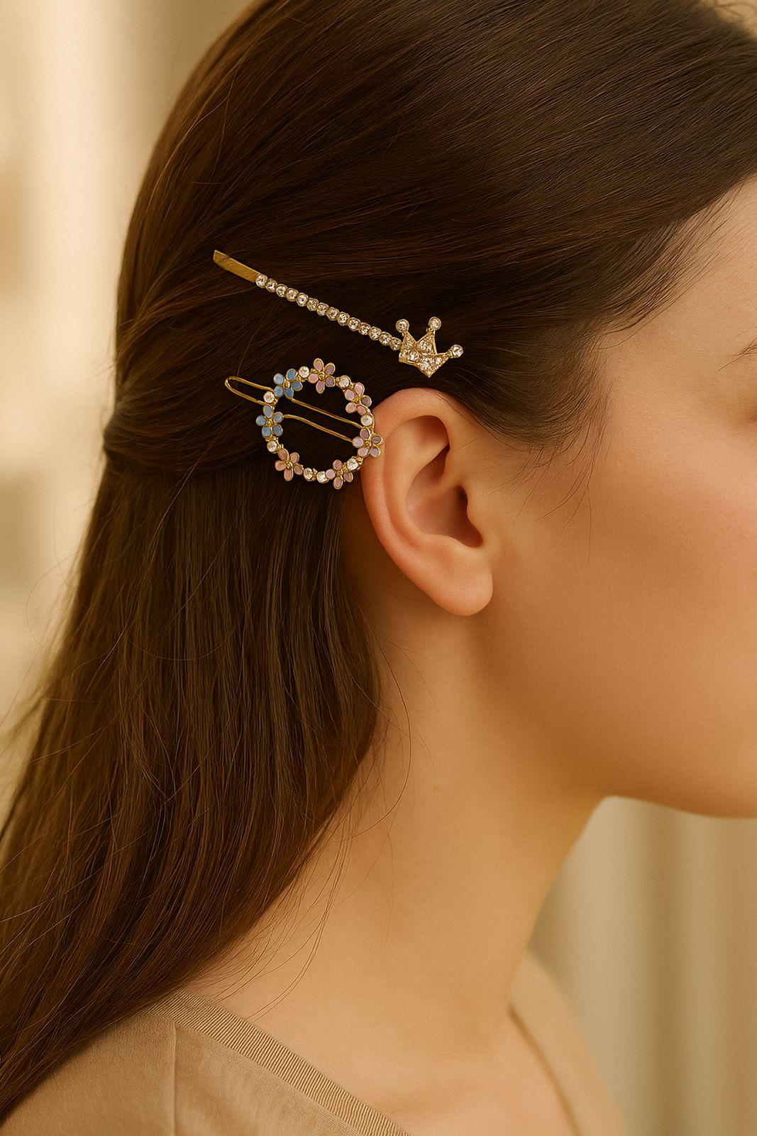 TAÇ VE ÇELENK TAŞLI İKİLİ TOKA