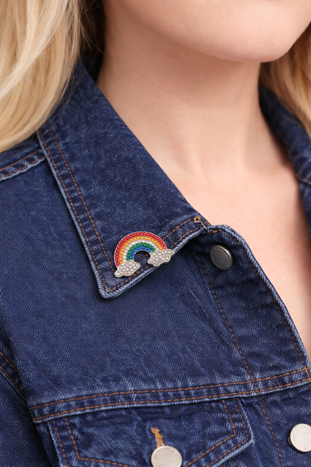 Taşlı bulutlu Gökkuşağı Broş