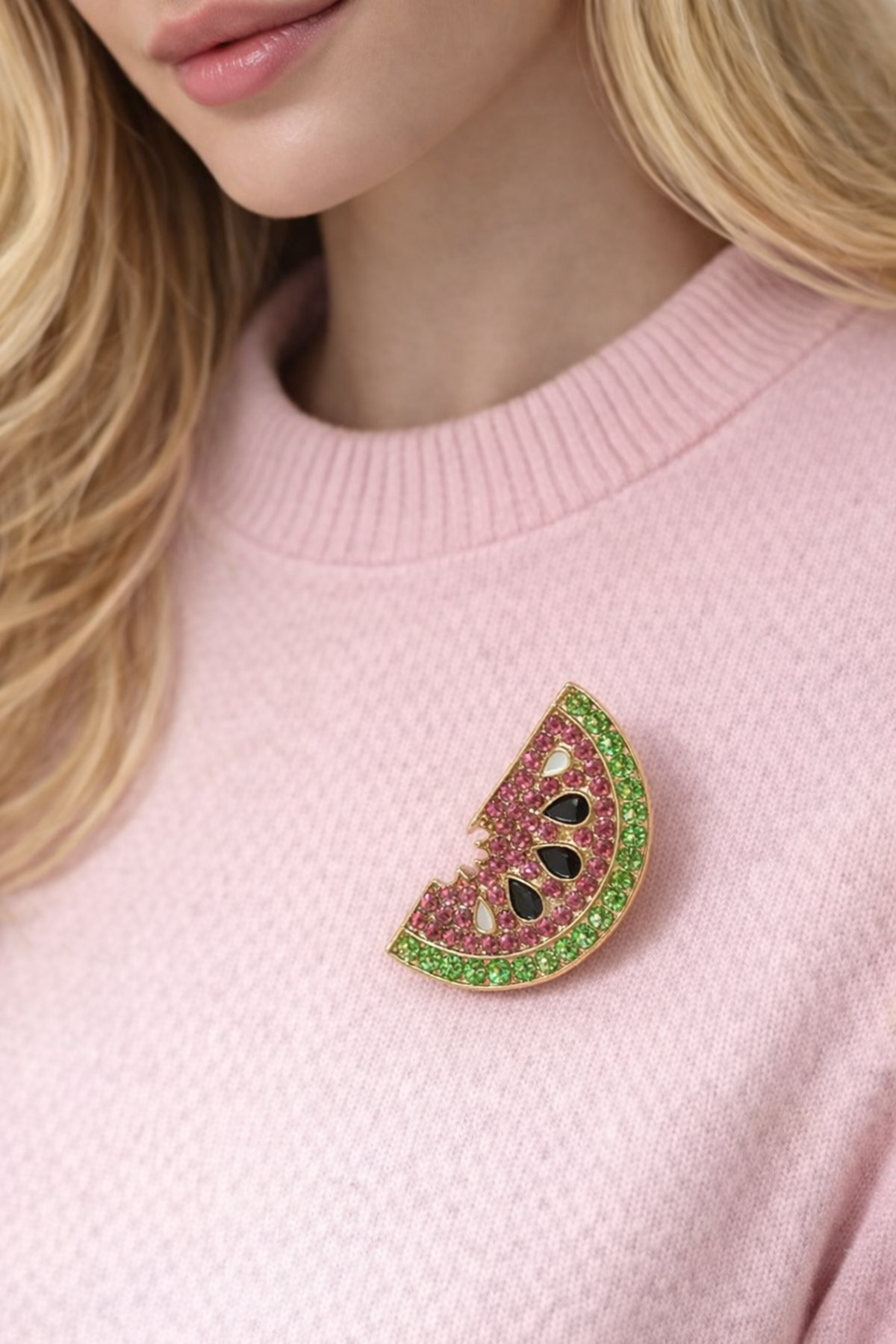 Taşlı Karpuz Dilimi Broş