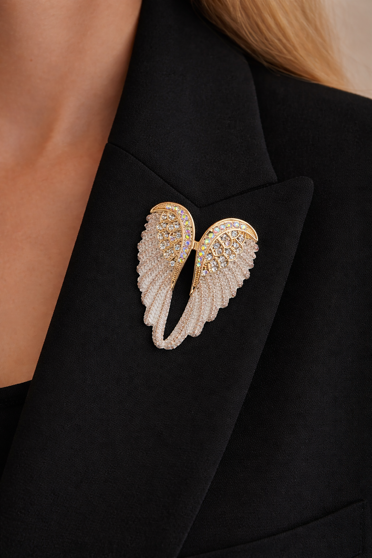 Taşlı Melek Kanatı İğneli Broş