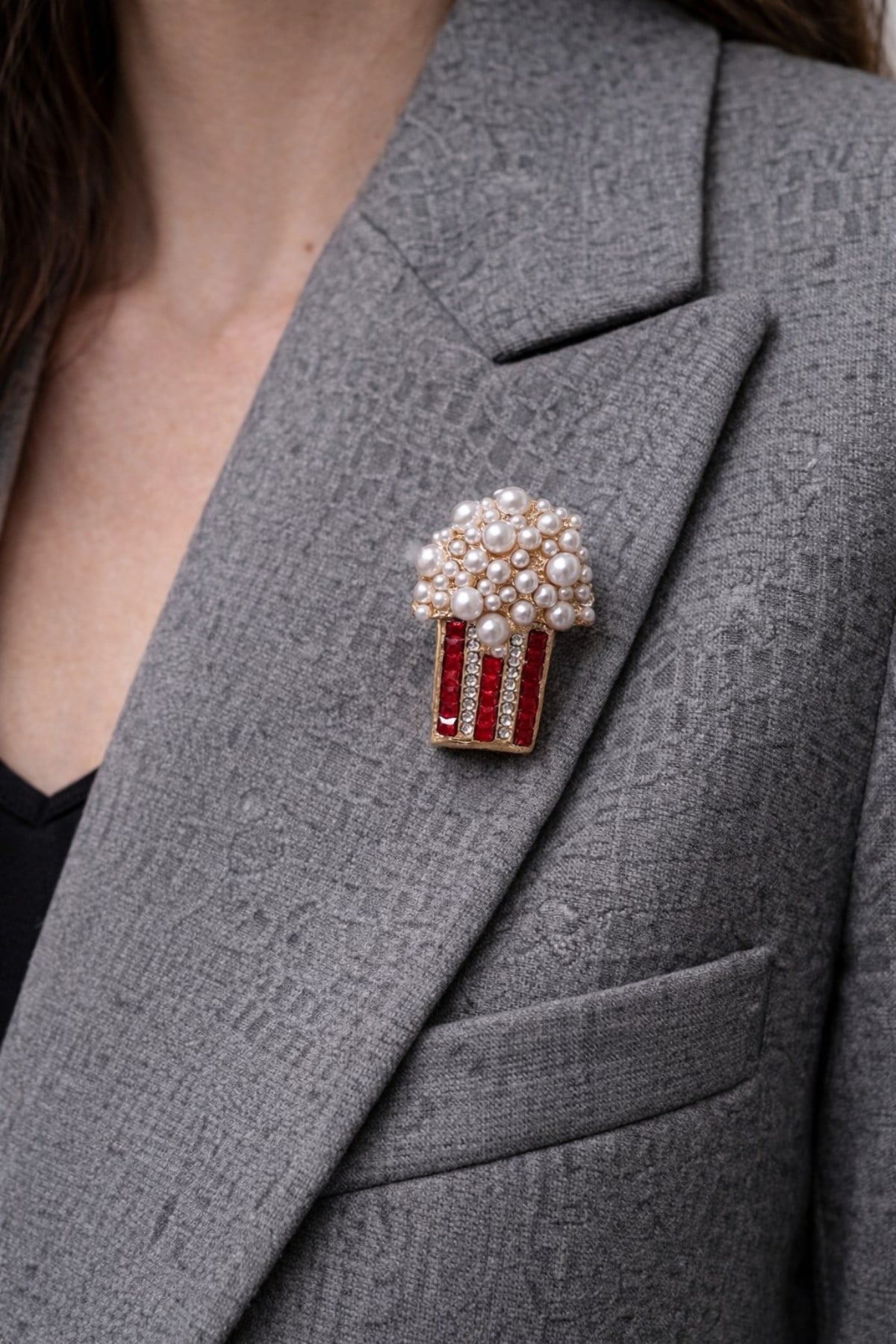 Taşlı Popcorn Broş