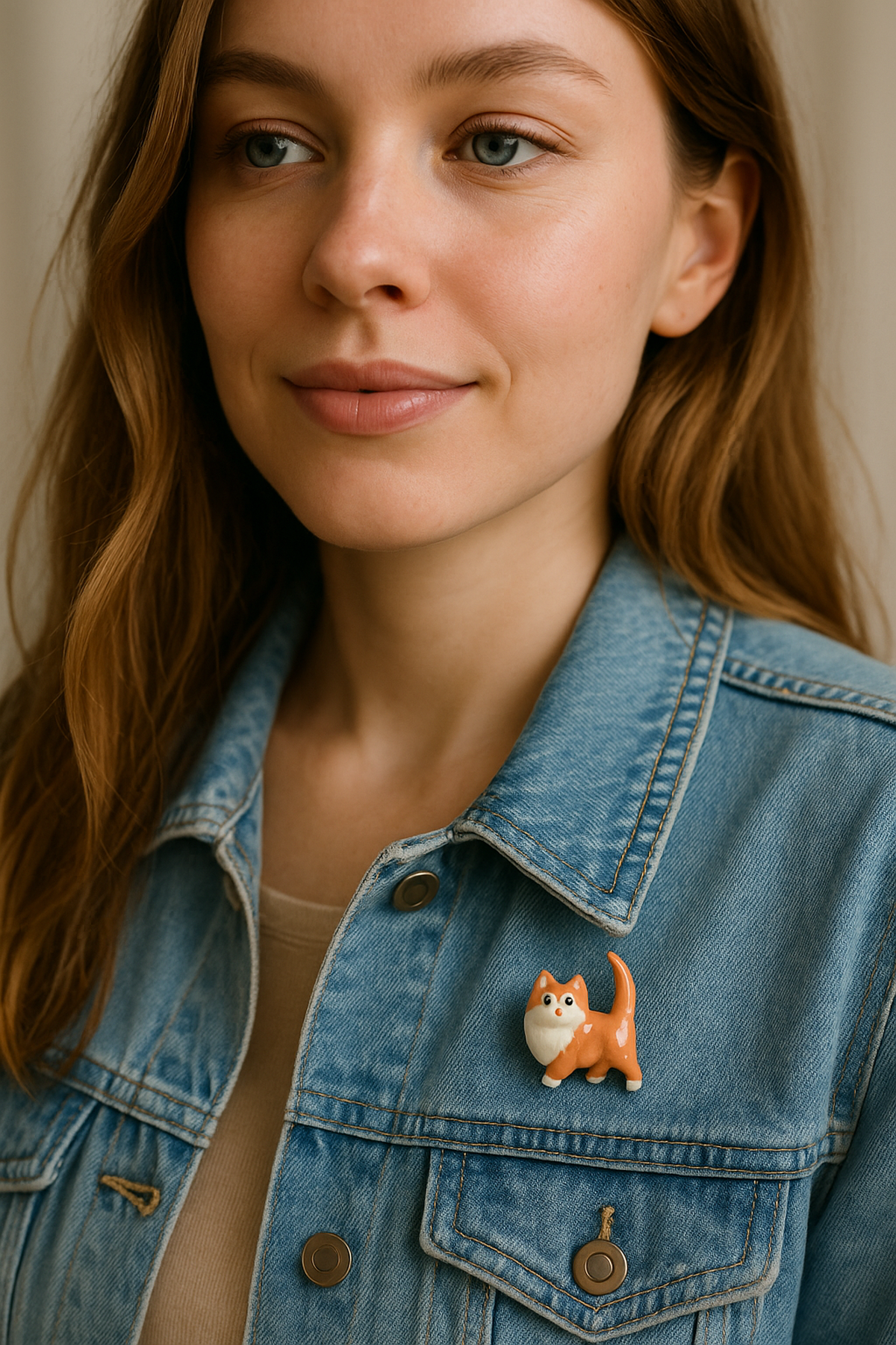 Turuncu Kedi İğneli Broş