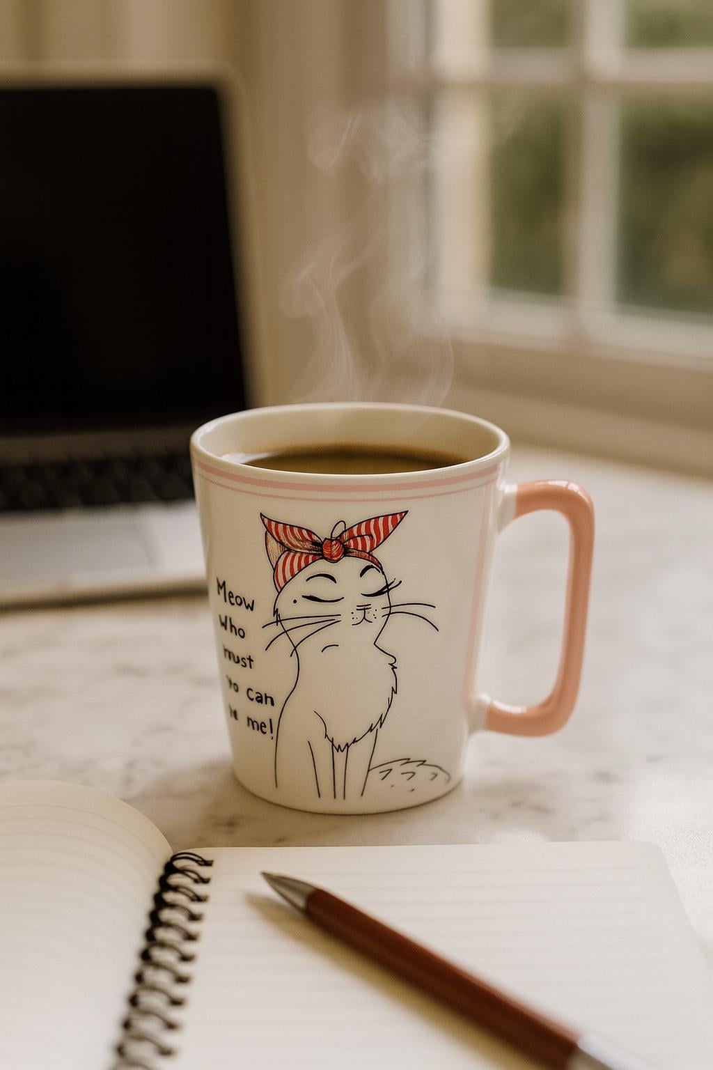 Van Kedisi Sözlü Kulplu Kupa