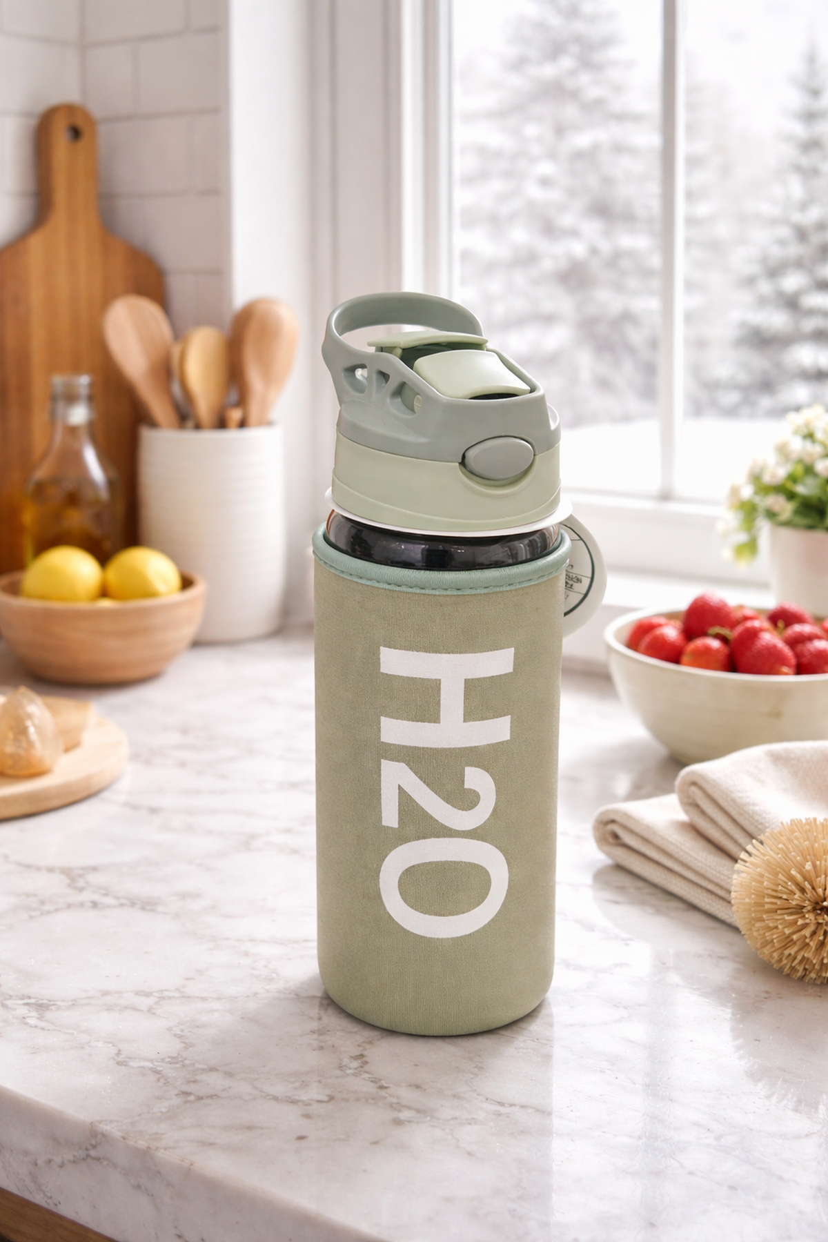 Yeşil Basmalı Kapak H2O 500 ML Matara