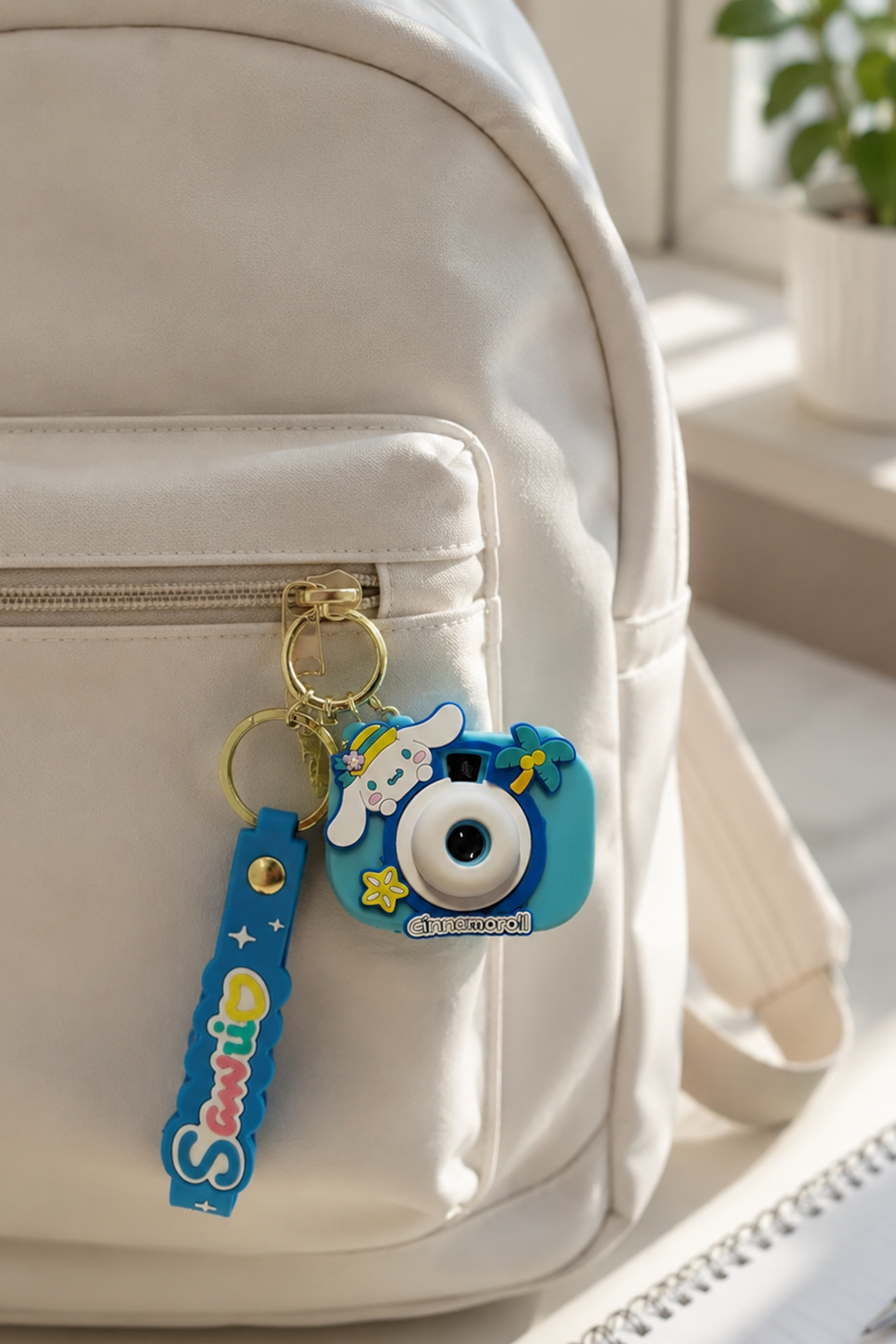 Yeşil Cinnamoroll Karakter Yansıtmalı Fotoğraf Makinesi Anahtarlık 11 Cm