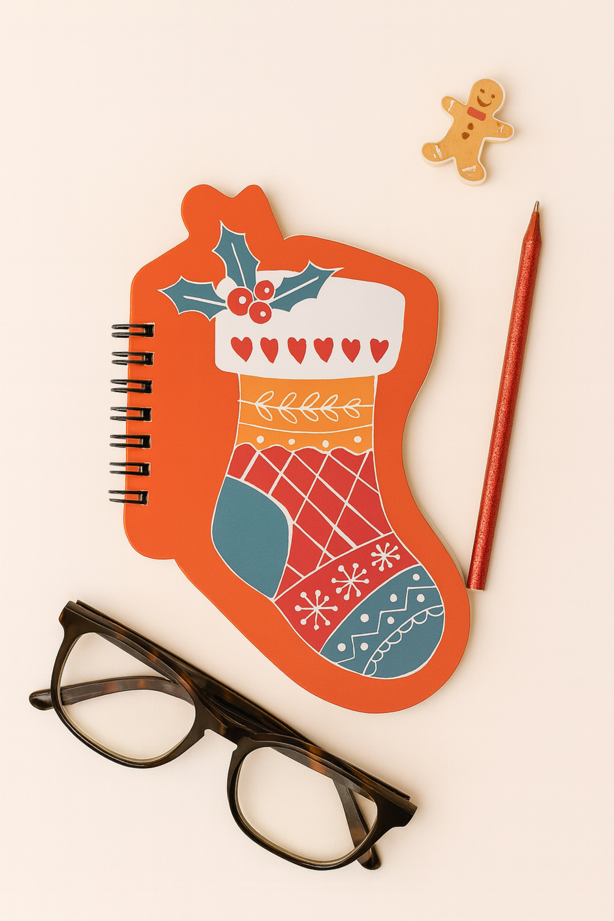 Yılbaşı Hediye Çorabı Konseptli Spiralli Defter