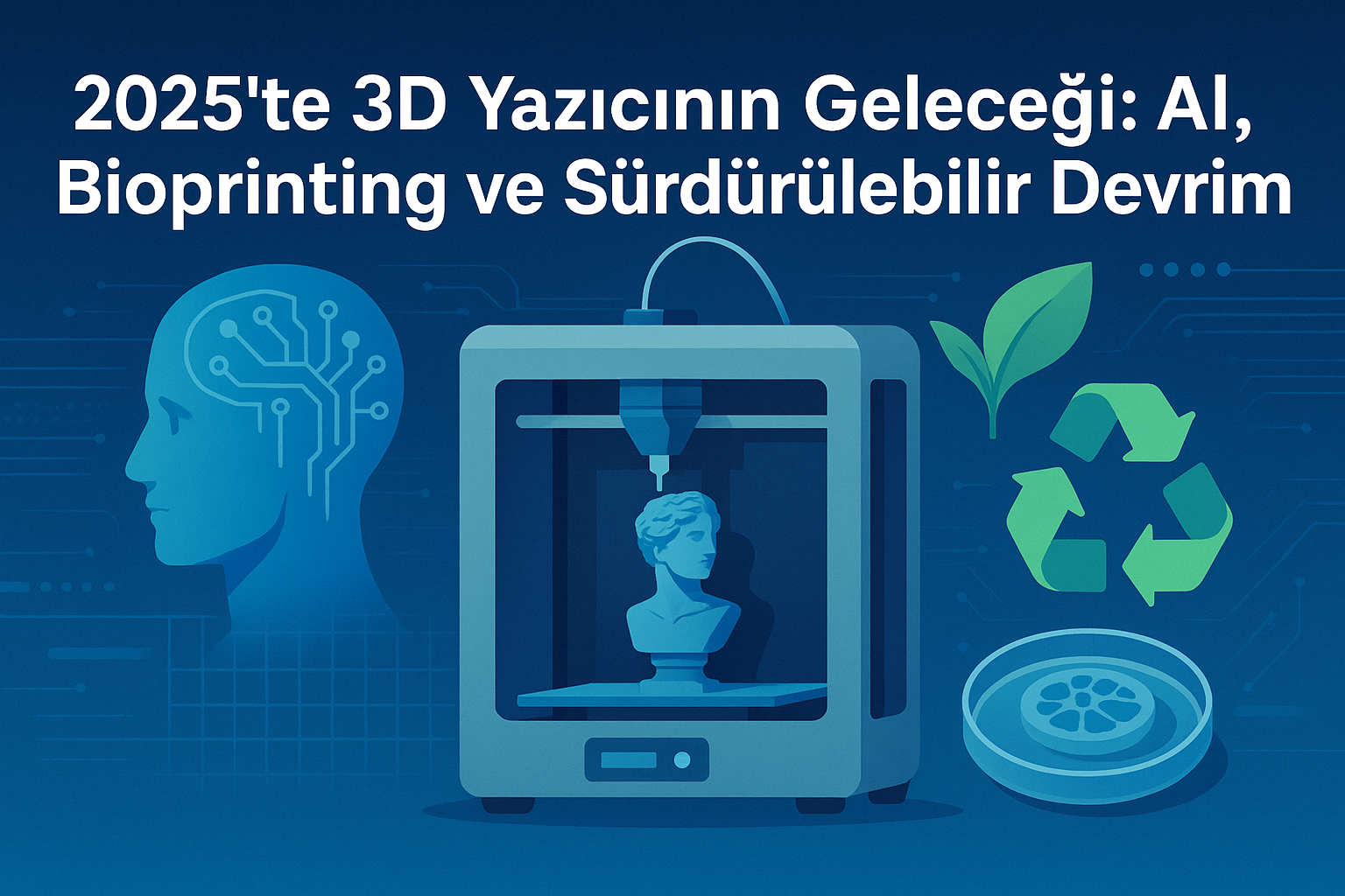 Yapay zekâ, biyobaskı ve sürdürülebilir malzemeler: 2025’in 3D yazıcı dünyasını şekillendiren üç temel trend.