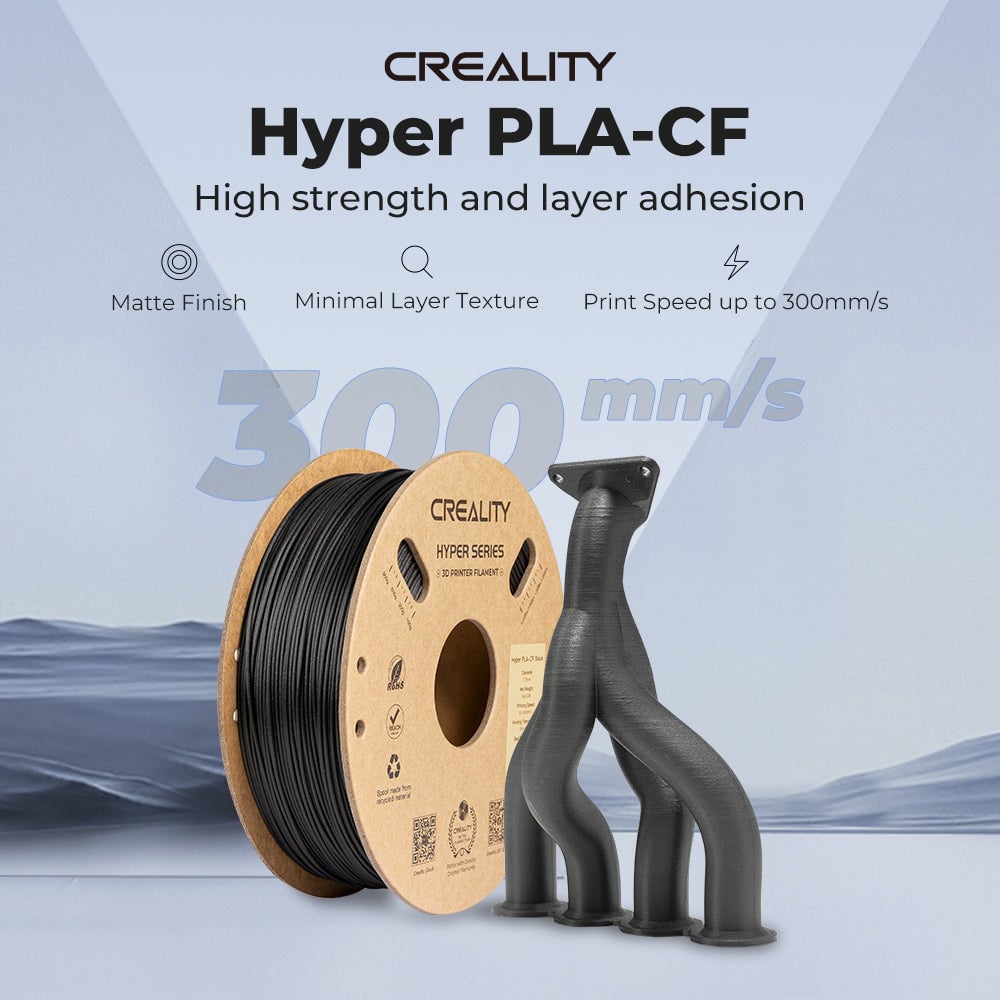 Creality Hyper PLA-CF filament ve karbon fiber baskı örneği