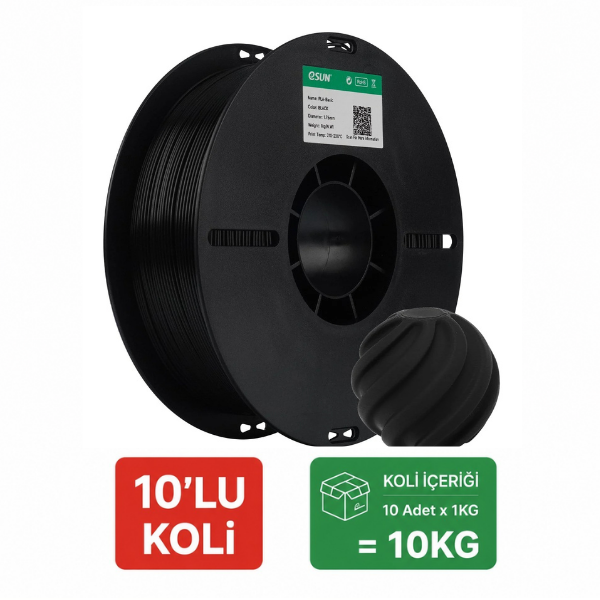 10 Kg eSun PLA Basic Siyah Filament 1.75mm 1 Kg