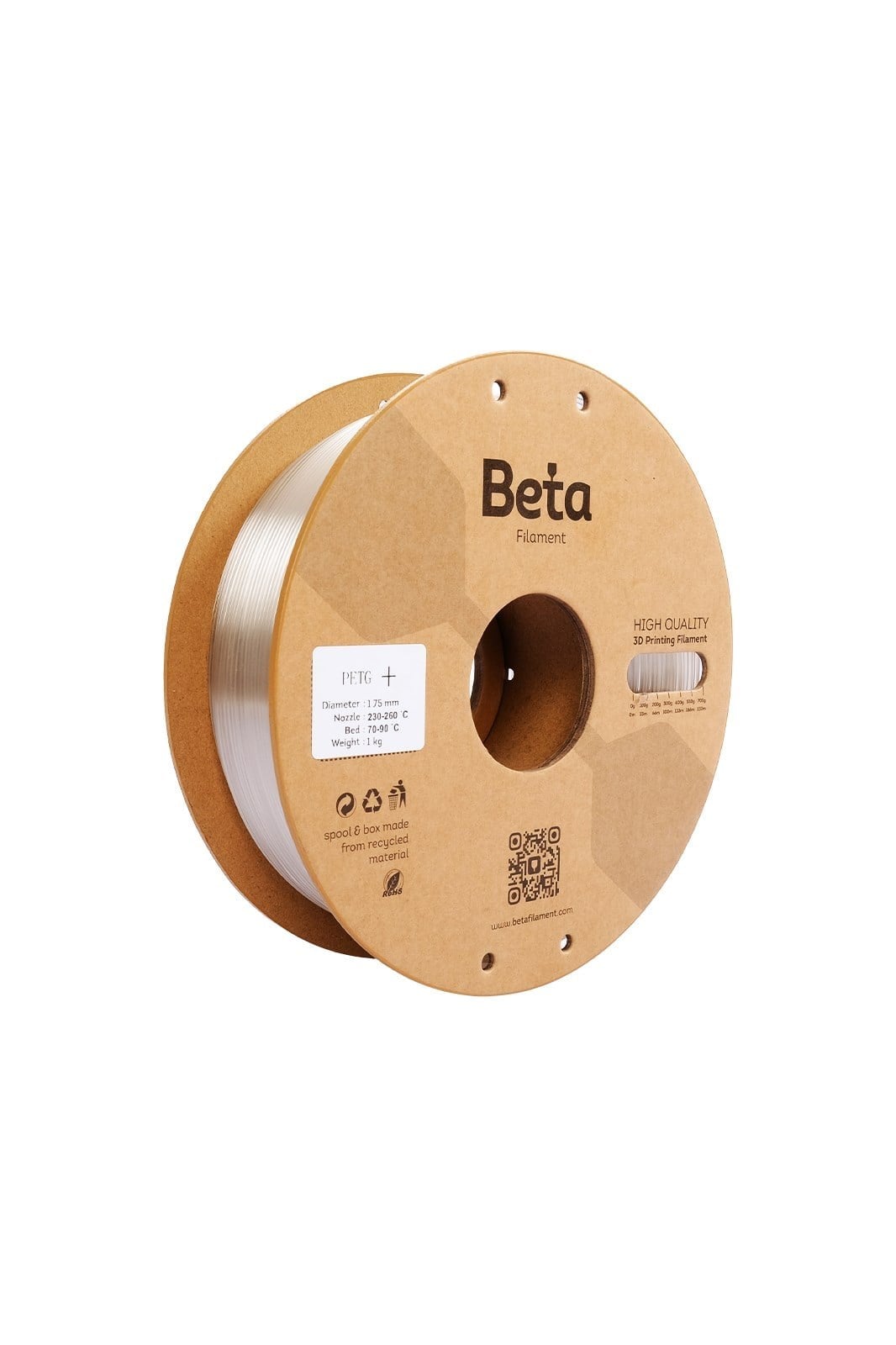Beta PETG + Transparent  Filament 1.75mm 1 kg
