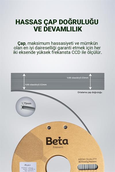 Beta PLA+ Grey Filament 1.75mm 1kg