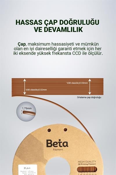 Beta PLA+ Brown Filament 1.75mm 1kg