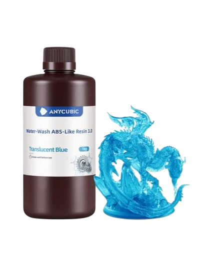 Anycubic Suda Yıkanabilir (Water Wash) ABS Like 3.0 Transparan Mavi Reçine 1 Kg