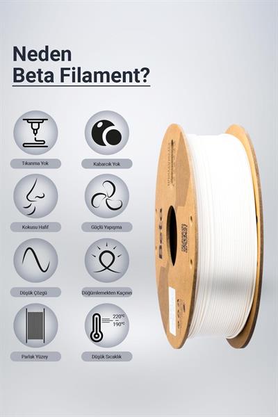 Beta PLA+ White Filament 1.75mm 1kg