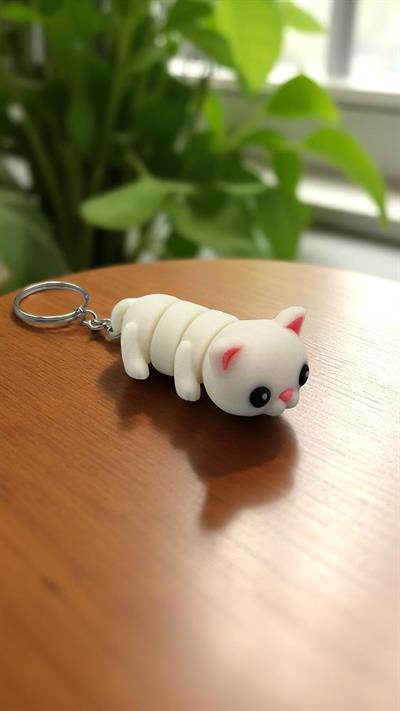 Kedi Anahtarlık - Beyaz