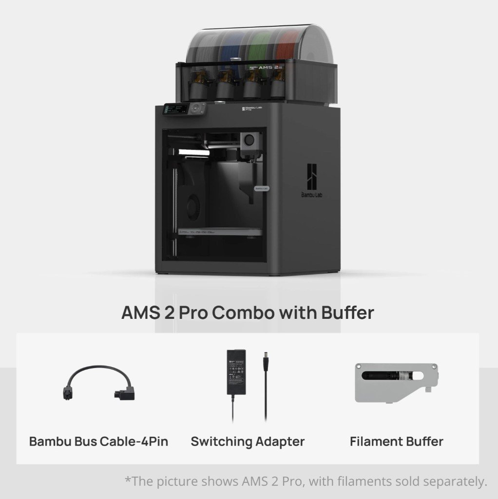 Bambu Lab P1S AMS 2 Pro Combo - Kapalı kasa, çok renkli baskı, yüksek hız.