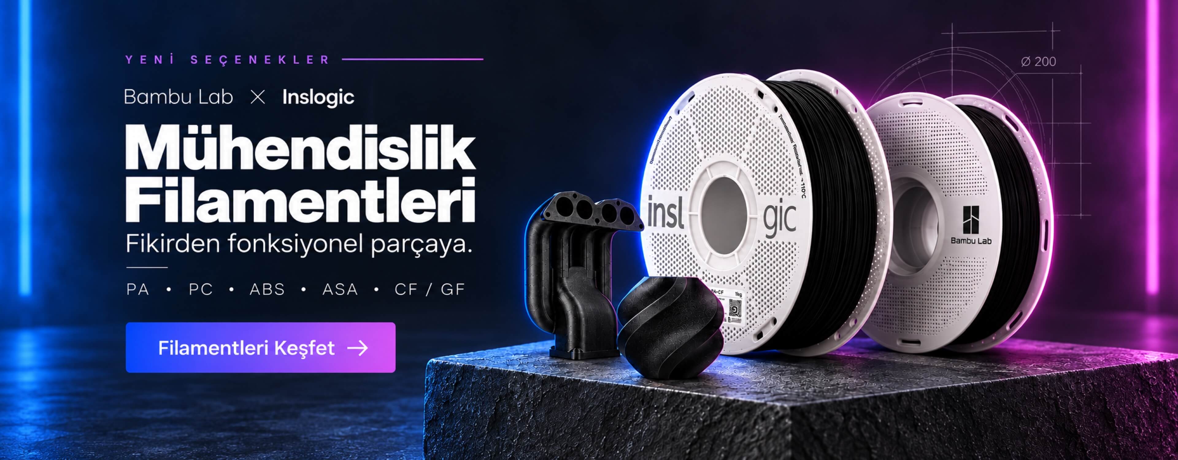 Bambu Lab ve Inslogic Mühendislik Filamentleri