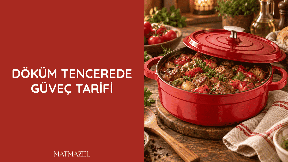 Döküm tencerede sebzelerle pişirilen lezzetli etli güveç tarifi