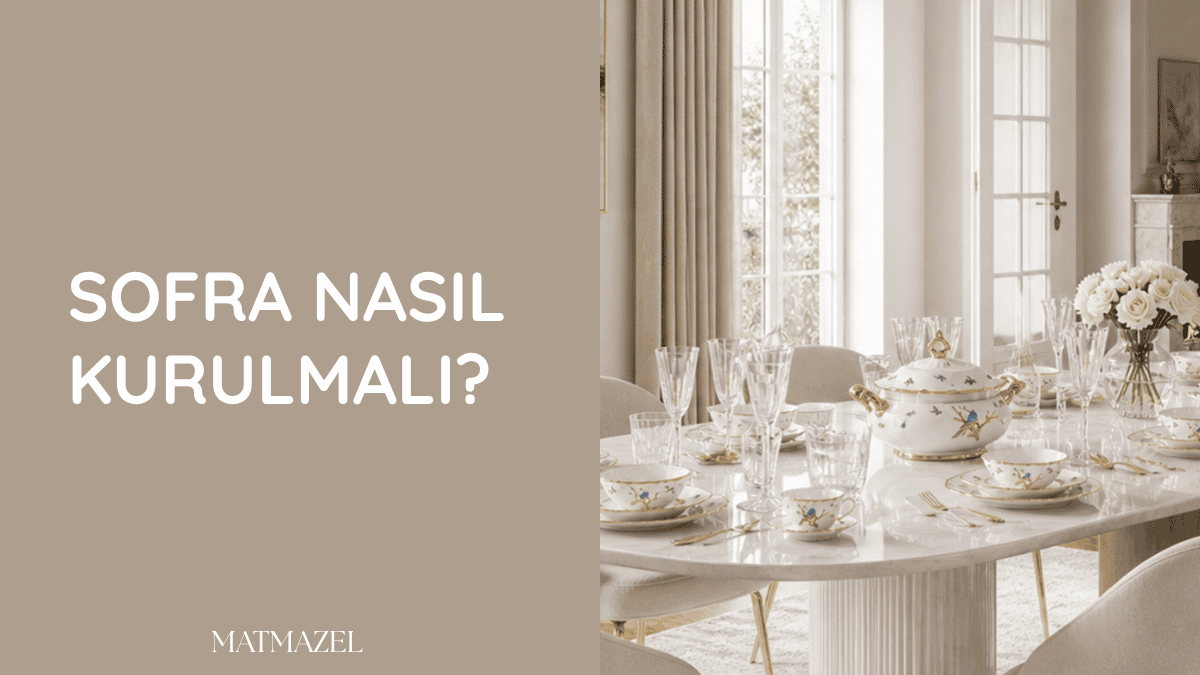 Tabak, çatal, kaşık, bıçak ve bardakların doğru yerleşimiyle hazırlanmış şık sofra düzeni