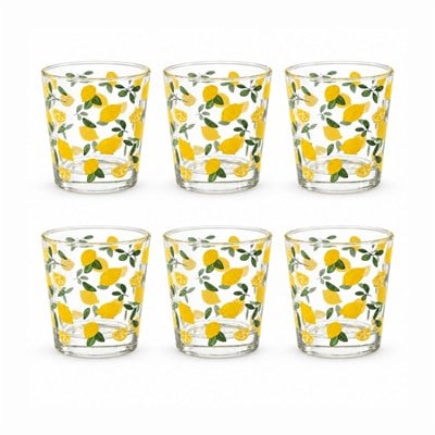 6 Lı Cam Bardak Limon Desenli 280 ml