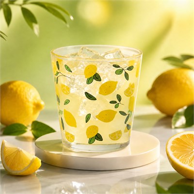 6 Lı Cam Bardak Limon Desenli 280 ml
