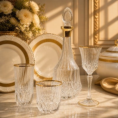 Adagio RCR Crystal Glass 37 Piece Glass Set - Gold