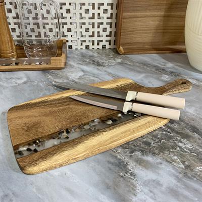 Akasya Dikdörtgen Ahşap Sunumluk ve Kesme Tahtası