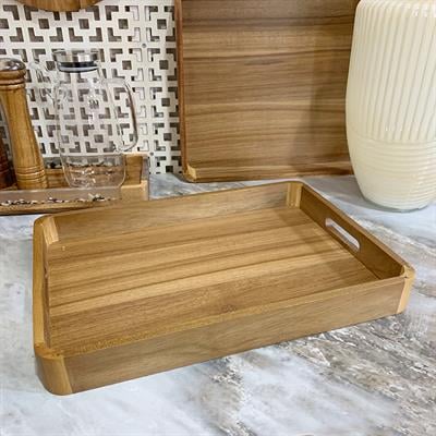 Akasya Dikdörtgen Ahşap Tepsi - Küçük Boy