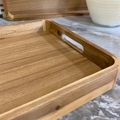 Akasya Dikdörtgen Ahşap Tepsi - Küçük Boy