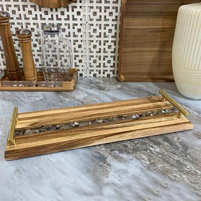 Akasya Uzun Ahşap Tepsi