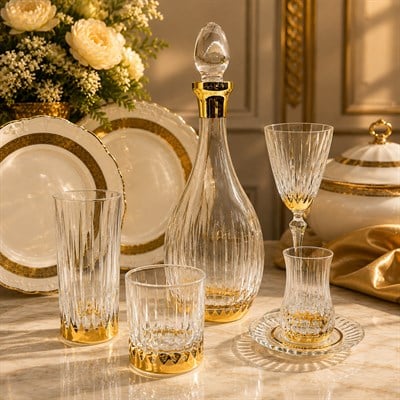 Atlanta Butik 61 Piece Glass Set Gold