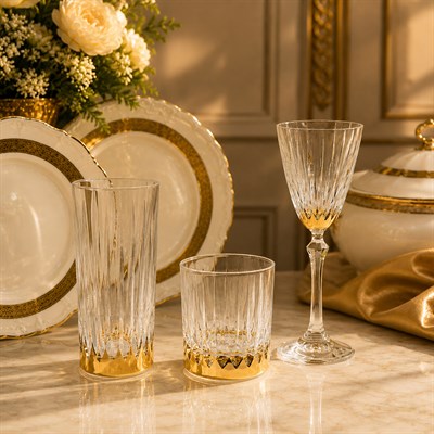 Atlanta Butik 61 Piece Glass Set Gold