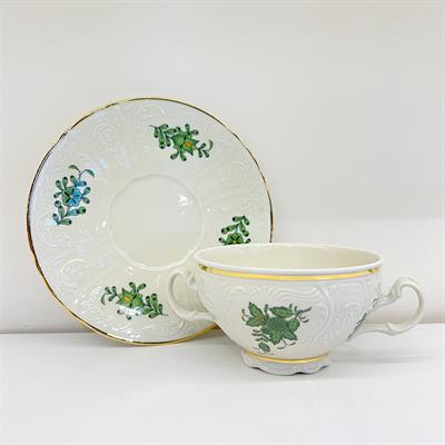 Bernadotte Bloom Green Porcelain 6 Piece Serving Bowl