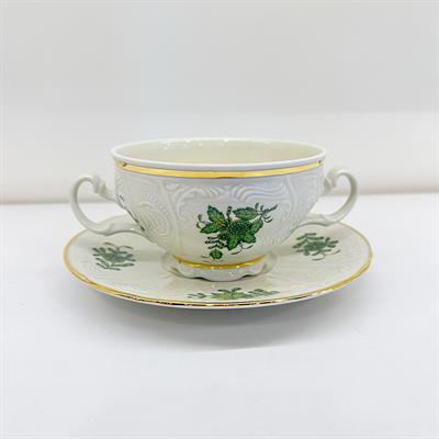 Bernadotte Bloom Green Porcelain 6 Piece Serving Bowl