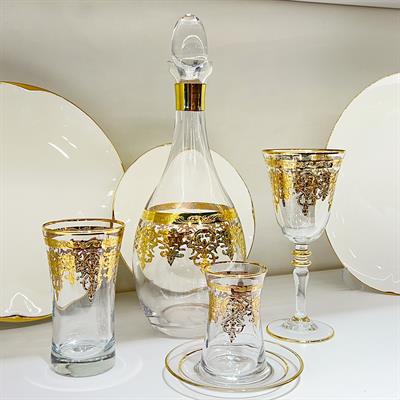 Bernardo 49 Parça Lüks Bardak Seti - Gold