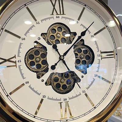 Beyaz Çarklı Tripot Ayaklı Dekoratif Saat Gold Beyaz