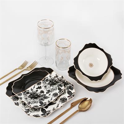 Black Rose Porselen 24 Parça 6 Kişilik Yemek Takımı
