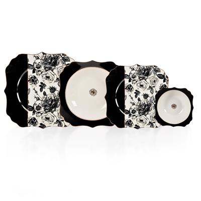 Black Rose Porselen 24 Parça 6 Kişilik Yemek Takımı