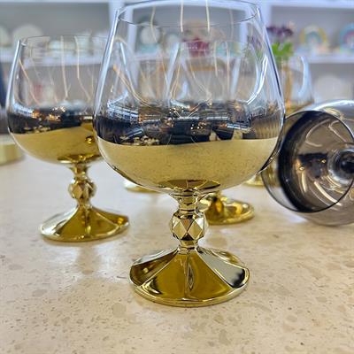 Bohemia Crystal 6-Piece Chubby Cup Decorated Gold