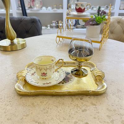 Bohemia Crystal 6-Piece Chubby Cup Decorated Gold