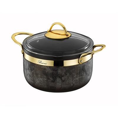 Brioni Royal Stone 7 Parça Taş Granit Tencere Tava Seti - Kumtaşı Altın