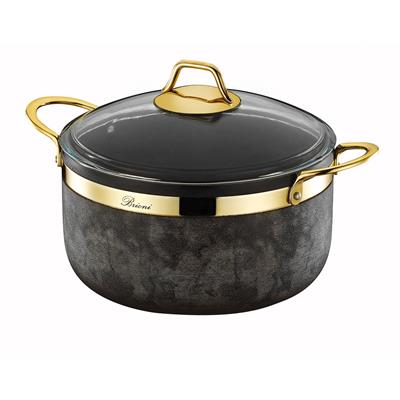Brioni Royal Stone 7 Parça Taş Granit Tencere Tava Seti - Kumtaşı Altın