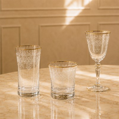 Butik Crystal 61 Piece Glass Set Gold