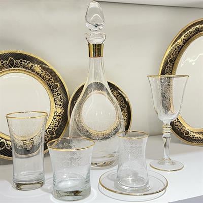 Butik Crystal 61 Piece Glass Set Gold