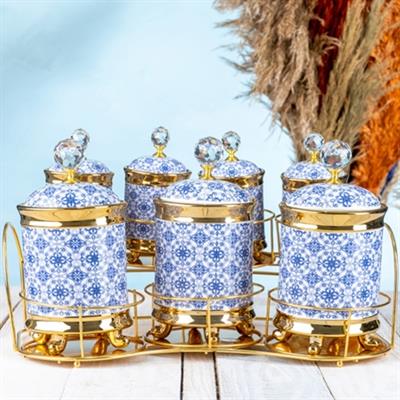 Butterfly Standlı 8 Li Porselen Baharat Takımı