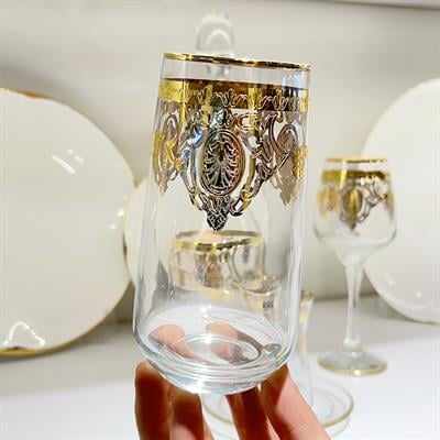 Çiğdem 49 Parça Lüks Bardak Seti - Gold